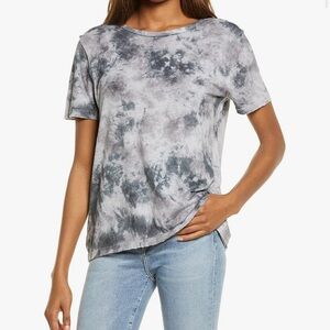 Free People Womens Riptide Tie-Dye Short Sleeves T-Shirt Black L